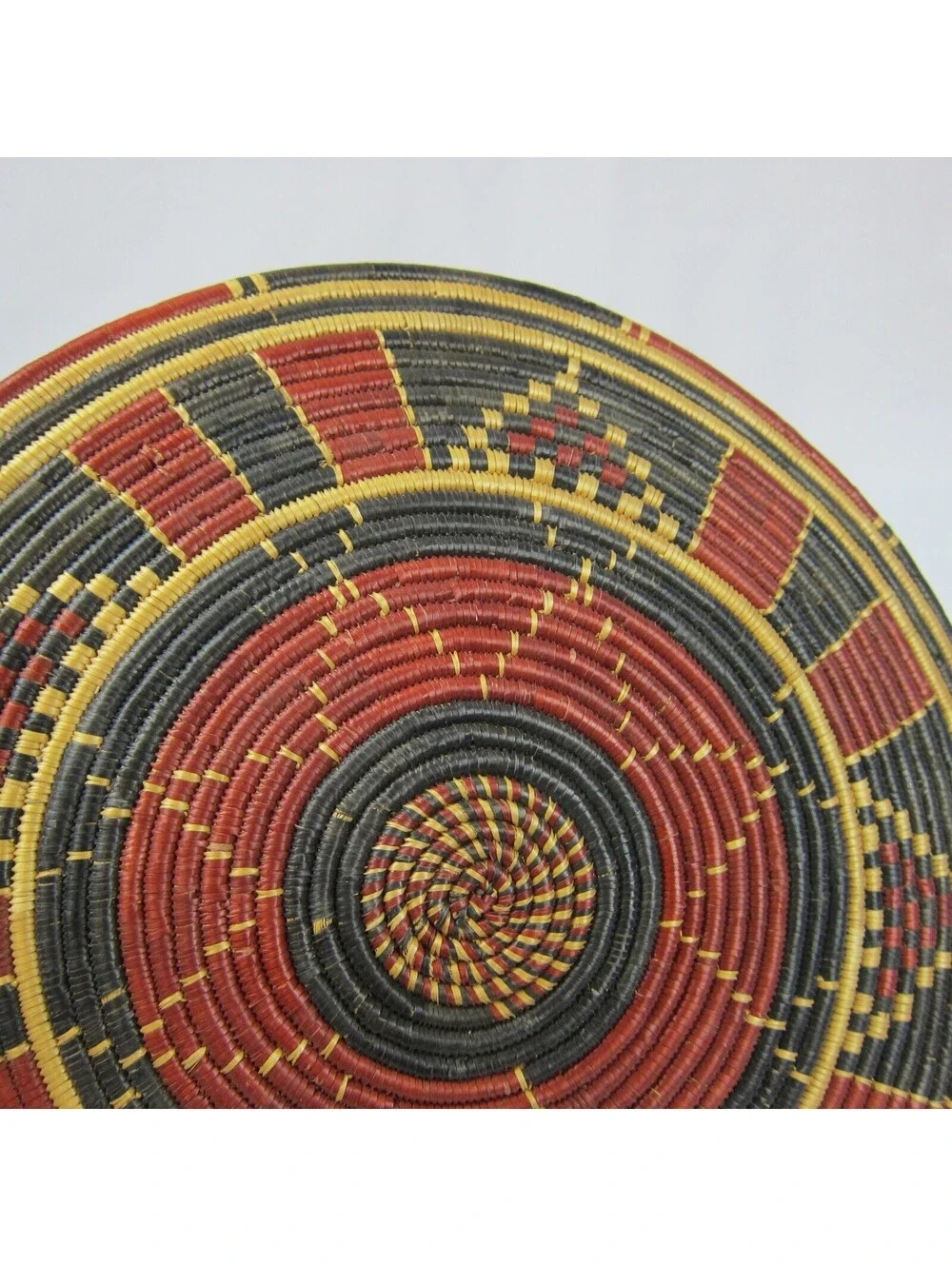 Vintage 1940s Native American Navajo Flat Polychrome Wedding Basket 9.75 inch